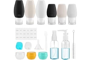 Beveetio 18 Pack Travel Bottles TSA Approved Containers,3oz + 2oz Leak Proof Travel Accessories Toiletries,BPA Free Silicone Squeezable Travel Tubes for Cosmetic Shampoo Conditioner Lotion Soap
