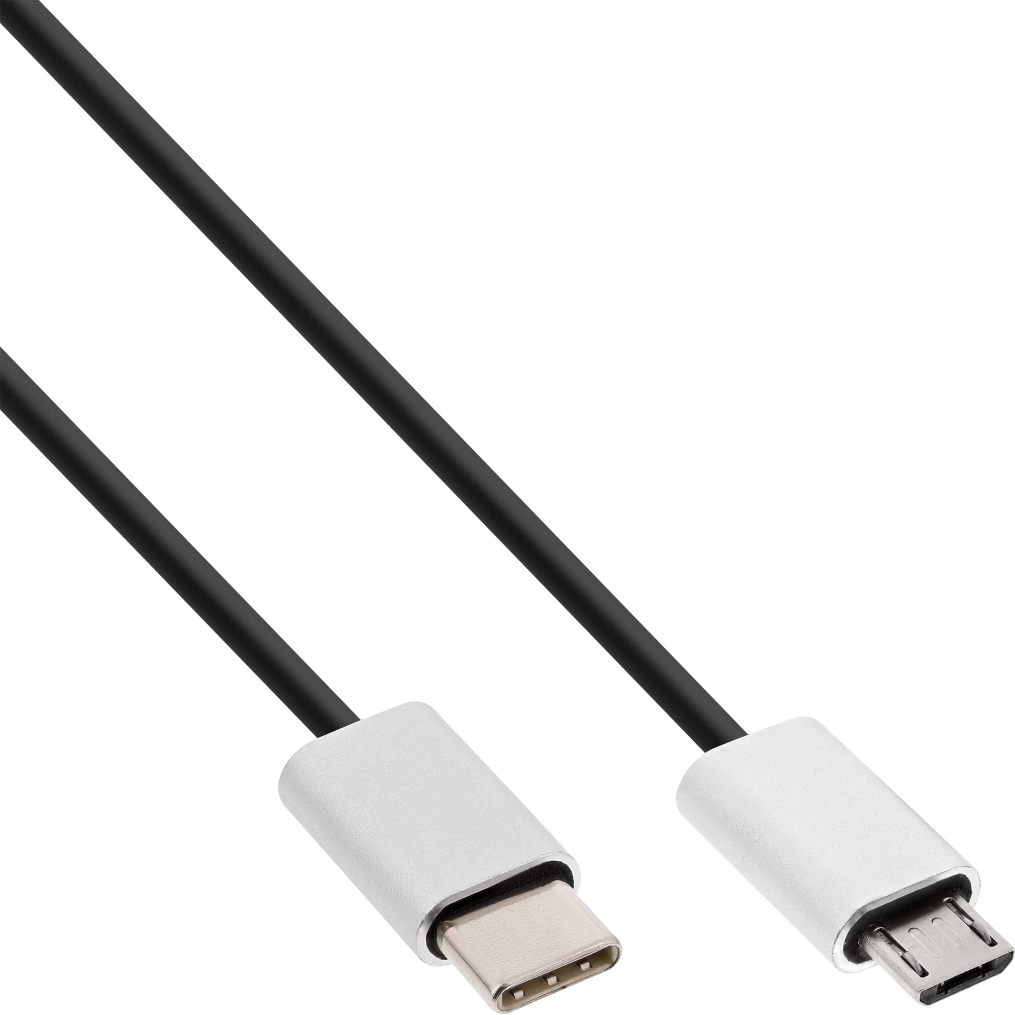 InLine 35846 USB 2.0 Cable, USB Type C Male to Micro-B Male, Black/Aluminium, Flexible, 0.5 m