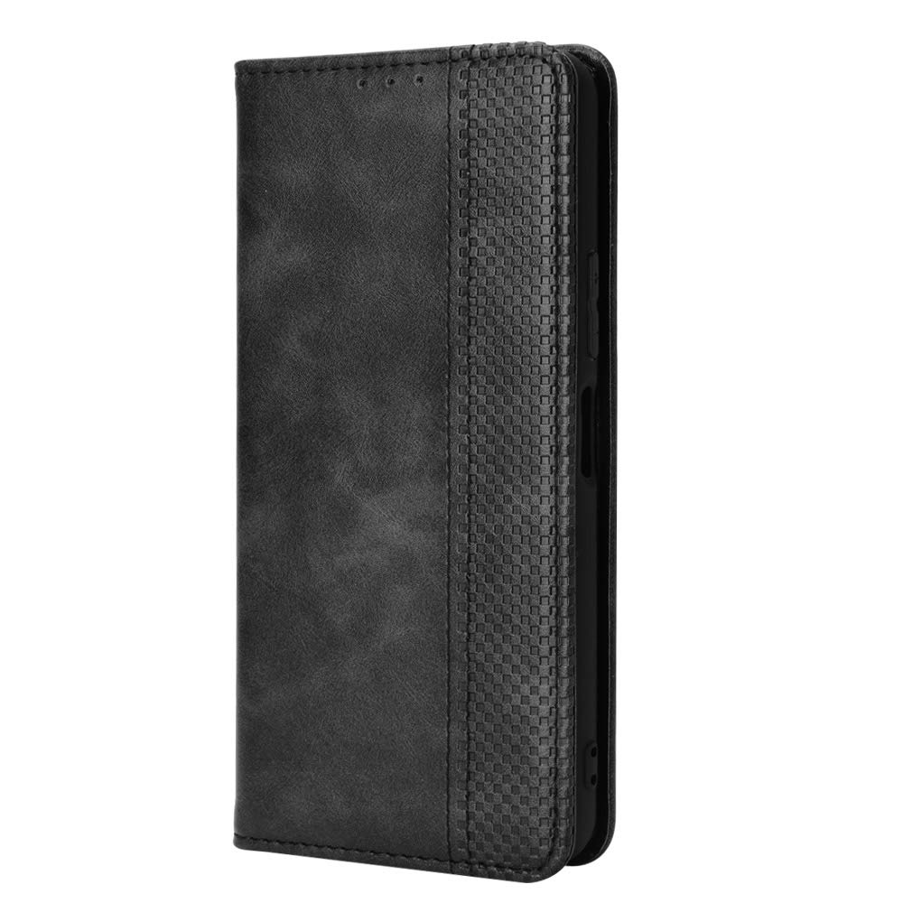 WBWONE Leather Folio Case for Motorola Moto Edge 40 Pro Cover, Magnetic Closure Full Protection Shell Book Design Wallet Flip with [Card Slots]& [Kickstand], Black