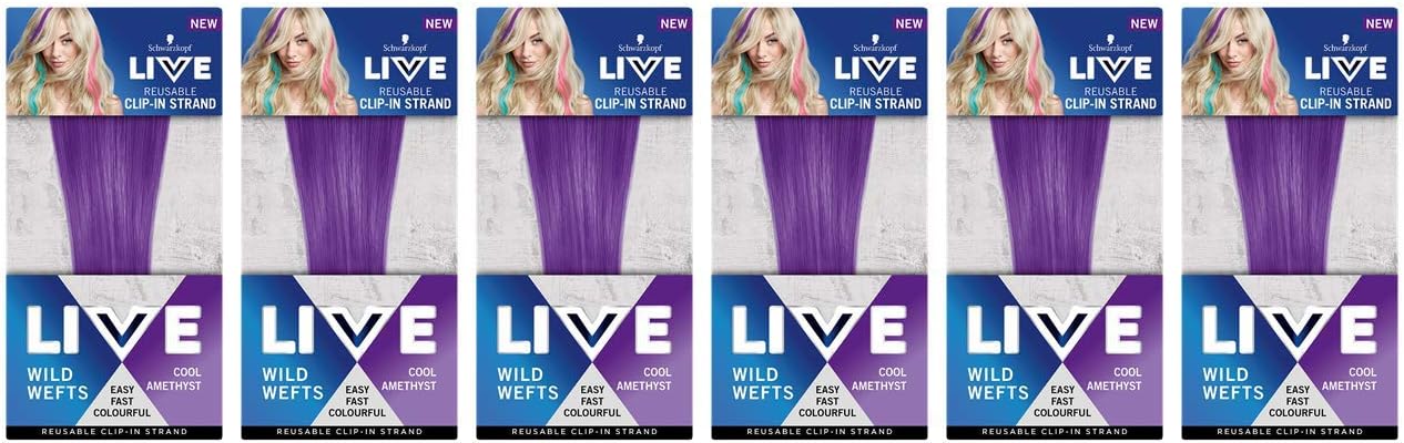 Schwarzkopf LIVE Clip In Extensions - Wild Wefts Cool Amethyst 18"/45 cm - Pack of 6