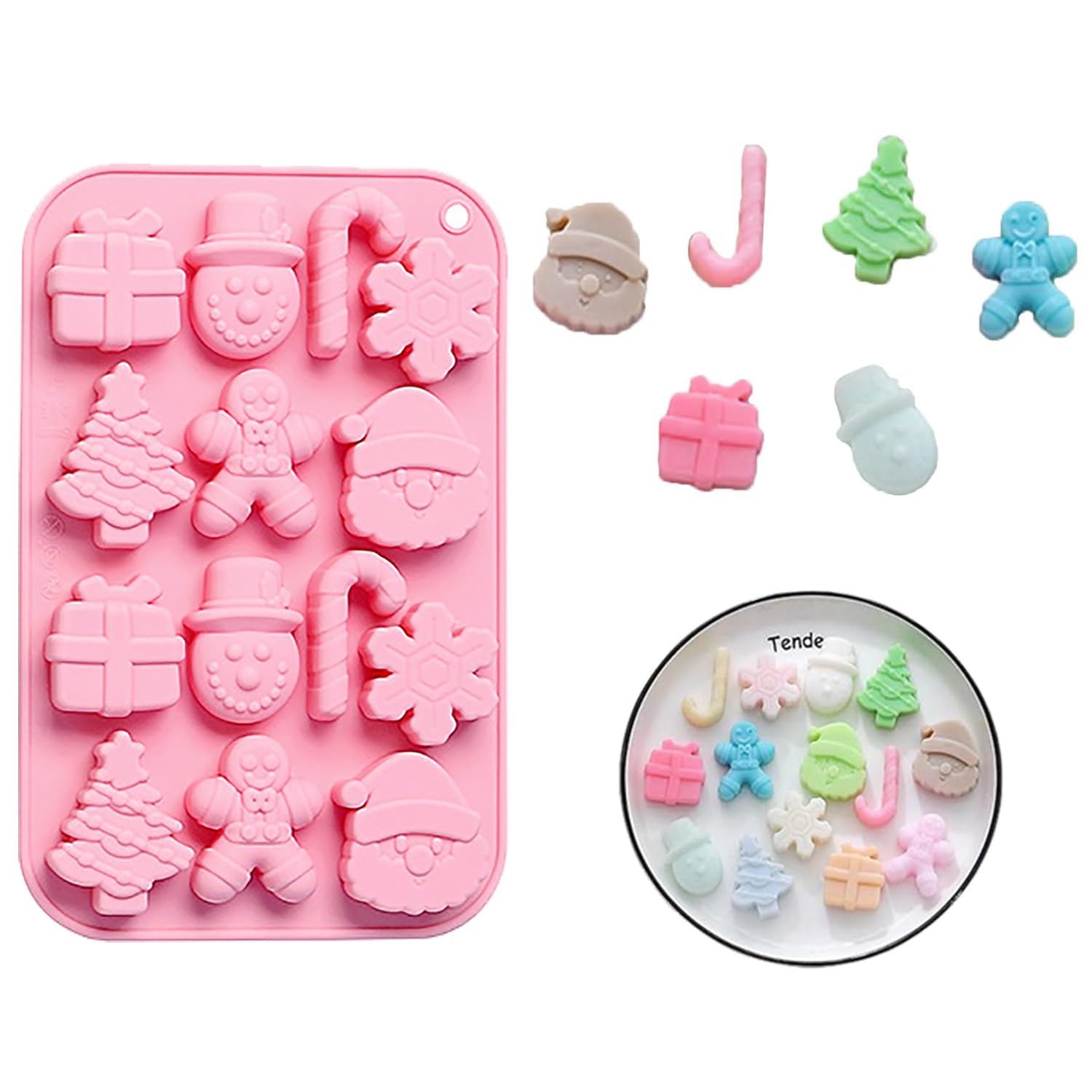 Christmas Chocolate Mould,1PC 14 Cavity Snowflakes Snowman Christmas Tree Gingerbread Man Santa Shapes Silicone Candy Mould,Jelly Pastry Muffin Dessert Baking Molds for Christmas Party Supplies