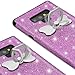 Casetego Compatible Galaxy Note 9 Case,Glitter Sparkle Bling Shock Absorbing Flex TPU Rubber Case Cover with Ring Grip Holder Kickstand for Samsung Galaxy Note 9(2018)-Purple