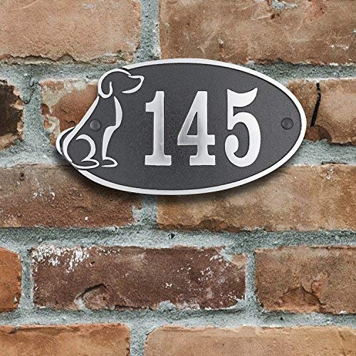 House Number Address Plaque Perfect for Dog Lovers. Cast Metal Personalised Yard Or Mailbox Sign with Oodles of Color, Number and Letter Options. Handmade in England by The Metal Foundry Just for You