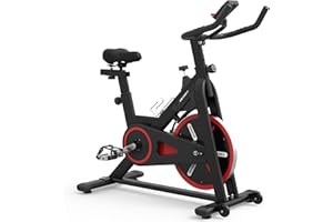 GEONEO Exercise Bike, Exercise Bike for Home, Stationary Indoor Cycling Bike Cardio Gym with pad Holder and LCD Monitor,Silent Belt Drive & 35 LBS Flywheel