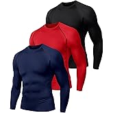 Men's (Pack of 3 or 5) Cool Dry Compression Long Sleeve Sports Baselayer T-Shirts Tops