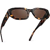 WearMe Pro - Women's Chunky Narrow Rectangular Sunglasses - Polarized, Lightweight Acetate, 100% UV Protection