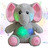 Cuteoy Glowing LED Light-up Elephant Nightlight Toys Musical Plush Stuffed Animal Singing Lullabies Birthday Christmas Plushies Gifts for Kids Boys Girls,10.5"