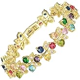 RIZILIA Blossom Tennis Bracelet for Women – 7" Round Cut Multicolor Cubic Zirconia CZ in Gold Plated, Fashion Jewelry Gift