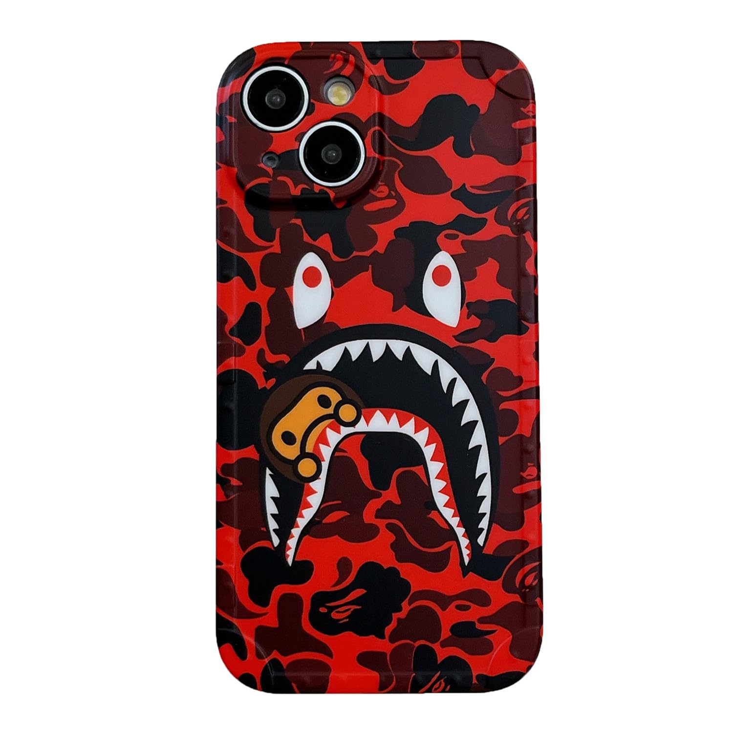 Photo 1 of Hoolcase for iPhone 14 6.1 inch Soft Case for Red Shark Face/Shark Teeth Fans Kids Boys, Cartoon Cute Fun Shockproof TPU Protective Non-Slip 6.1 Inch Case for iPhone 14 (H-YU)