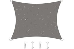 HOMPER 10' x 10' Waterproof Sun Shade Sail Canopy Effectively 95% UV Block, Oxford Fabric, for Patio, Balconies, Lawn Garden, Party, Outdoor Activities, Mid Grey