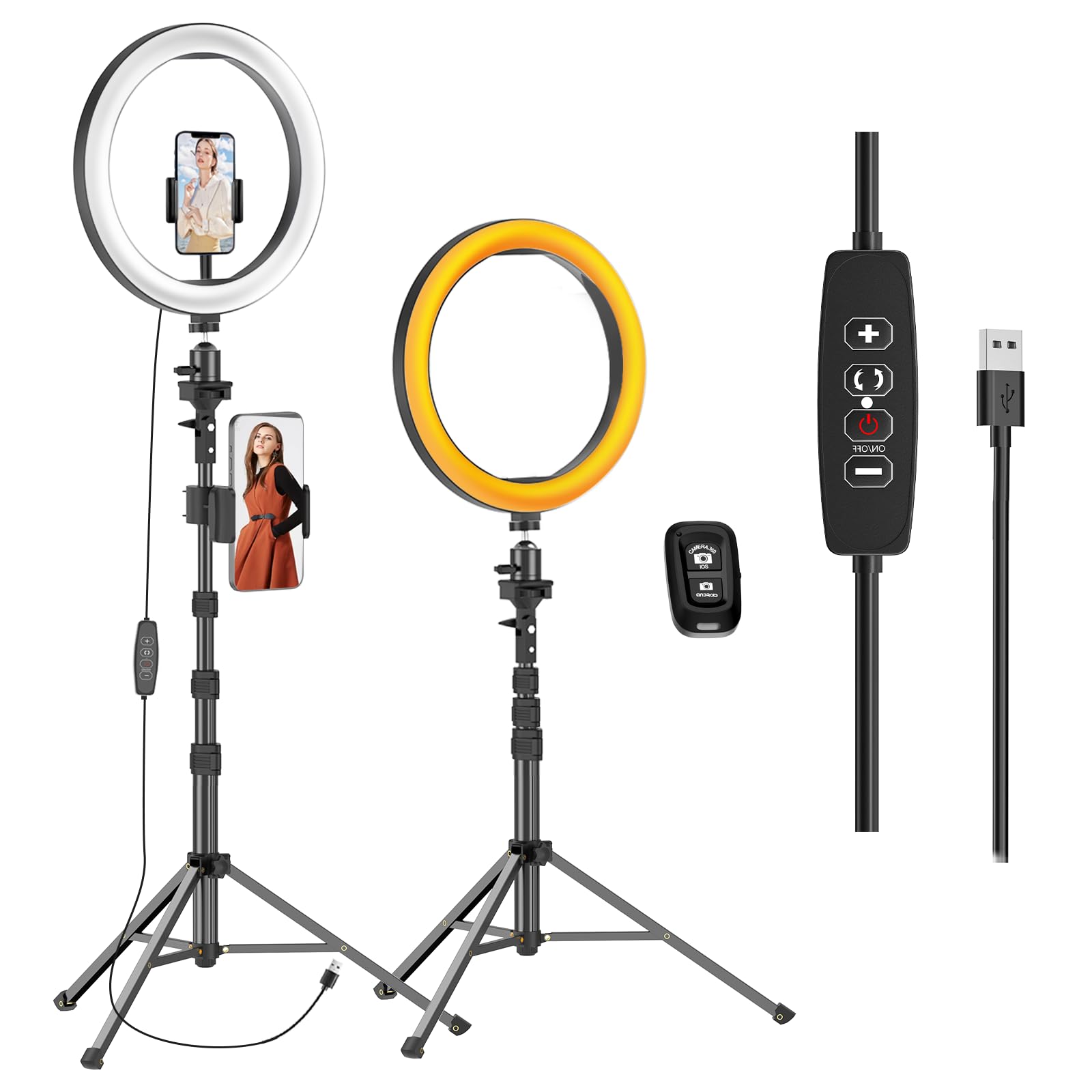 EMART 13" Ring Light with 55" Extendable Tripod Stands and Phone Holder, Dimmable LED Circle Round Light for Selfie Camera Photography/Makeup/YouTube Video/Vlogging/Live Streaming
