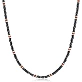 GAVU Men's Black Onyx Beaded Necklace, Crystal Necklace for Men