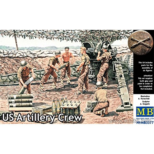 Master Box WWII US Artillery Crew (6) Figure Model Building Kits (1:35 Scale)