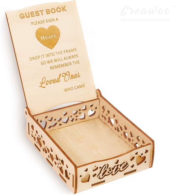Creawoo - Caja para libro de visitas, diseño de corazón: Amazon.es: Hogar