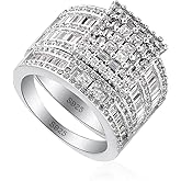 Pophylis Diamond Engagement Ring and Wedding Band Set 5.5 carats (ctw) in 925 Sterling Silver Size 8