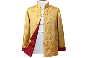 JSJTAMUS Tang Suit Men Can be Worn on Both Sides,Hanfu Chinese Traditional Clothes Long Sleeve Top