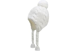 Otoyzy Winter Peruvian Hat Earflap Fleece Lined Pompon Knit Hat Beanie for 3-10T Baby Girls