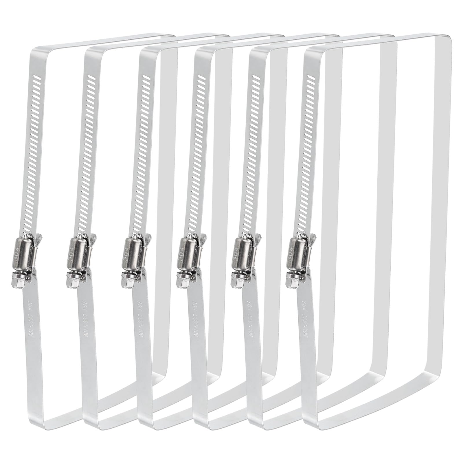 uxcell Rectangular Hose Clamps, 8" x 4" 304 Stainless Steel Square Duct Pipe Clamp for Ducting, Securing Hose, Cable and Bridge Project Application, Pack of 6