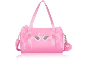 Moonmo Cute Ballet Dance Bag,Tutu Dress Bag, Waterproof Lightweight Ballerina Pink Dance Bag for Girls(Pink Swan)