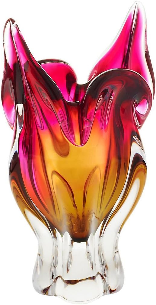 CRISTALICA Vase, Exclusive Vase, Flower Vase, Red Queen, red/yellow, H=24cm, handmade glass - each piece is unique (ART GLASS powered