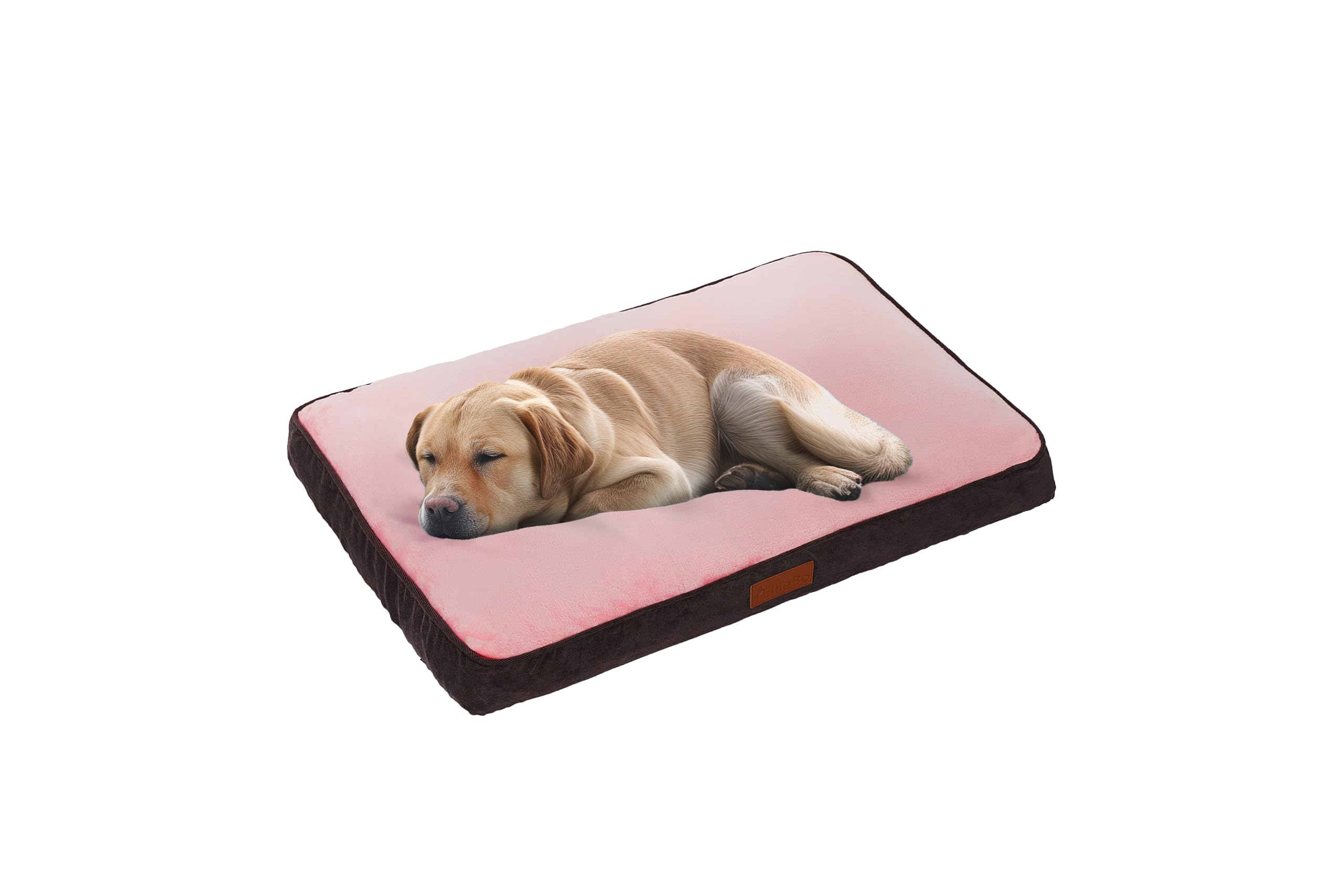 Ellie-Bo XXL Dog Bed for 48-inch Dog Cage/Crate - Brown Corduroy/Pink FauxFur