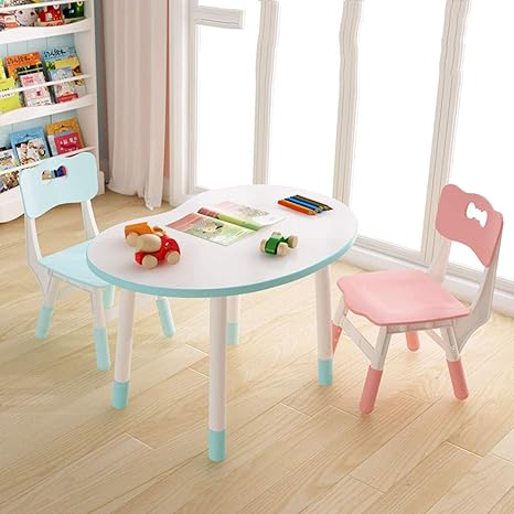Amazon Co Jp 2 10歳の幼児のための子供用テーブルと椅子セット 椅子2脚 子供部屋 プレイルーム リビングルーム 幼稚園用家具 青と白 ピンクと白 ホーム キッチン