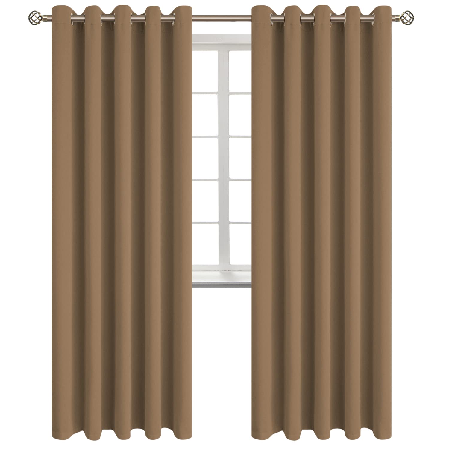BGment Blackout Curtains for Bedroom - Grommet Thermal Insulated Room Darkening Curtains for Living Room, Set of 2 Panels (70 x 84 Inch, Taupe) Image