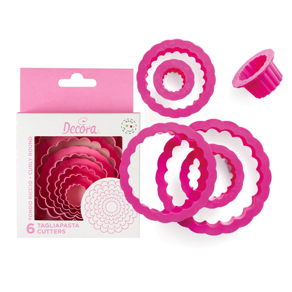 DECORA 0255301 Set 6 Round Scalloped Cookie Cutters Cm 1,5/2,5/3,5/5/6,5/8