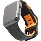 UAG Civilian Silicone Band for Apple Watch 49/46/45/44mm, Black/Orange | Compatible with Apple Watch Band Ultra 4, Series 12 &amp; SE 3, Stainless Steel Hardware, Waterproof &amp; Sporty Replacement Strap
