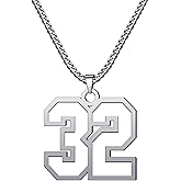 CaJoYo 32 Silver Number Necklace for s Athletes Jersey Number Necklace Sports Basketball Baseball Football Soccer Charm Pendant Inspiration Jewelry Stainless Steel