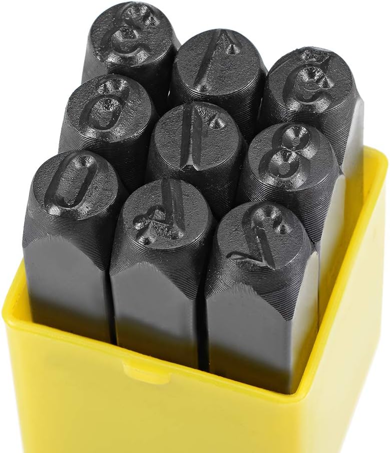 sourcing map Number Metal Stamp Set, 3/8" 10mm, Digital 0 to 9, Numbers Punch Set Wood Leather Steel Punch Tool Leather Craft Stamp - Image 5