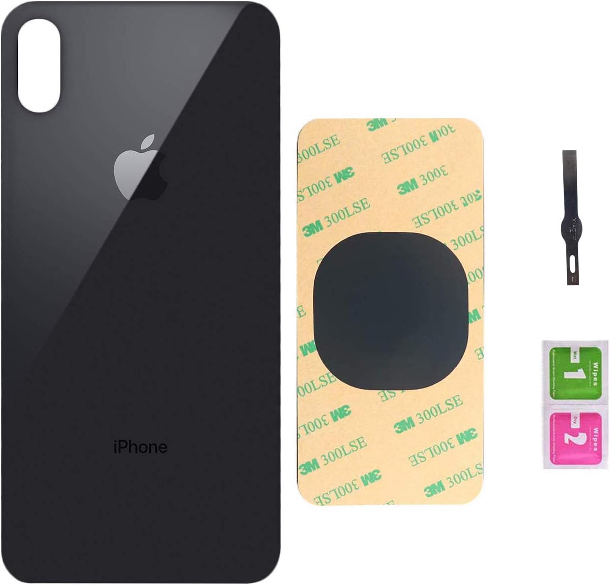 Back Glass Cover Battery Door Replacement Adhesive and Repair Tool Kits Compatible with iPhone X OEM Replacement