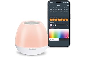 BGOVERSS White Noise Sound Machine for Baby, Baby Sound Machine with Night Light, Toddler Sleep Trainer with 24 Soothing Sounds, White Noise Soother with Timer, App Remote Control for Kids'Room Grey