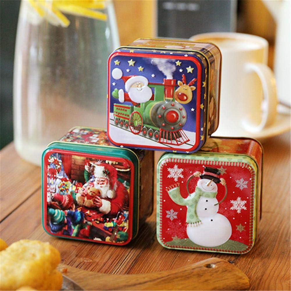 Amazon クリスマス 雑貨 ブリキ 角缶 収納ボックス ケース キャンディ 小分け容器 小物入れ 携帯用 菓子 土産収納 可愛い 金属 キャンディ クッキー お菓子 ティンボックス 収納ボックス ケース 軽量 収納ケース ボックス オンライン通販