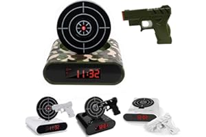 Target Alarm Clock with Gun - LED Display Digital Shot Timer Alarm Clock with Custom Ringtones, Dual Alarm Modes for Bedroom 