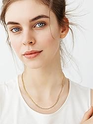U7 3mm Figaro Chain 18K Gold with Inlaid Stainless
