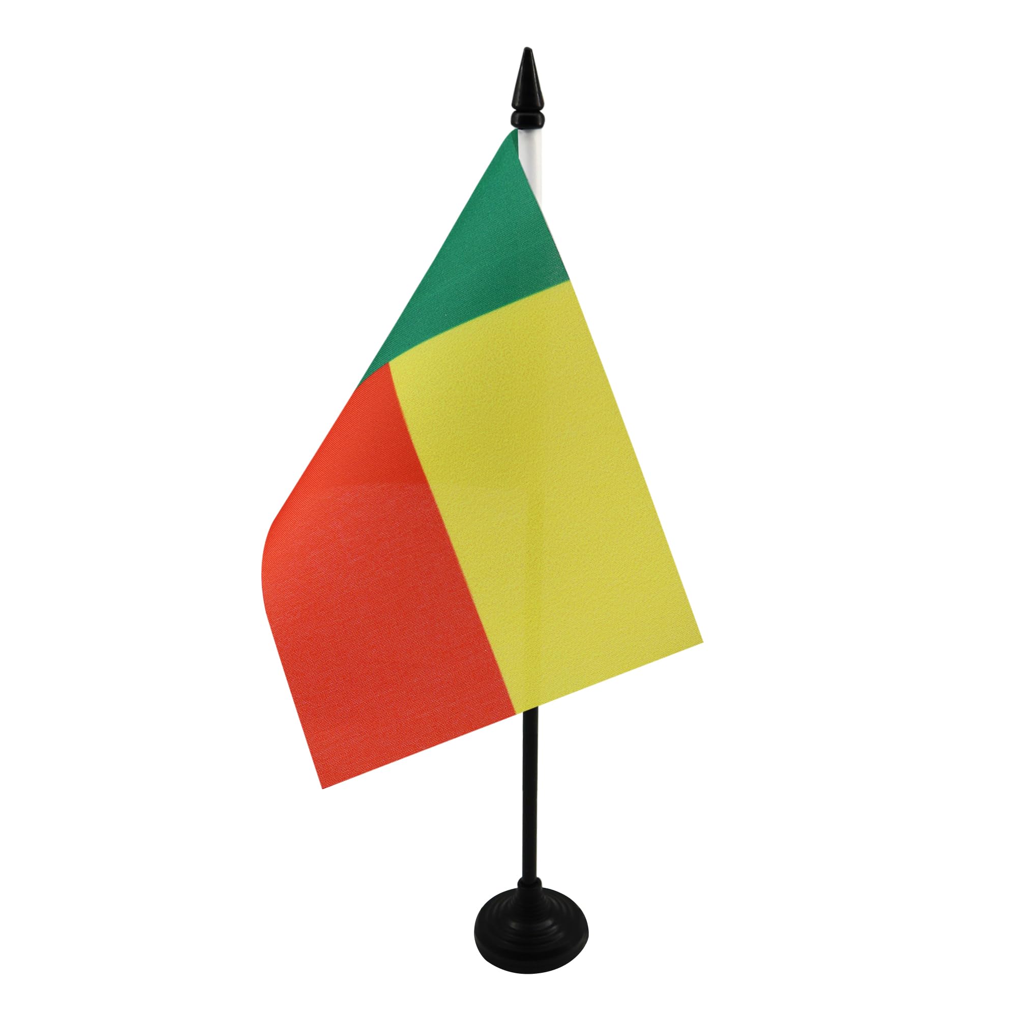 AZ FLAG - Benin Table Flag 4'' x 6'' - Beninese Office Mini Banner 100% Polyester 15 x 10 cm - Mini Desk Flag with 10'' Pole and Black Plastic Base — image 1