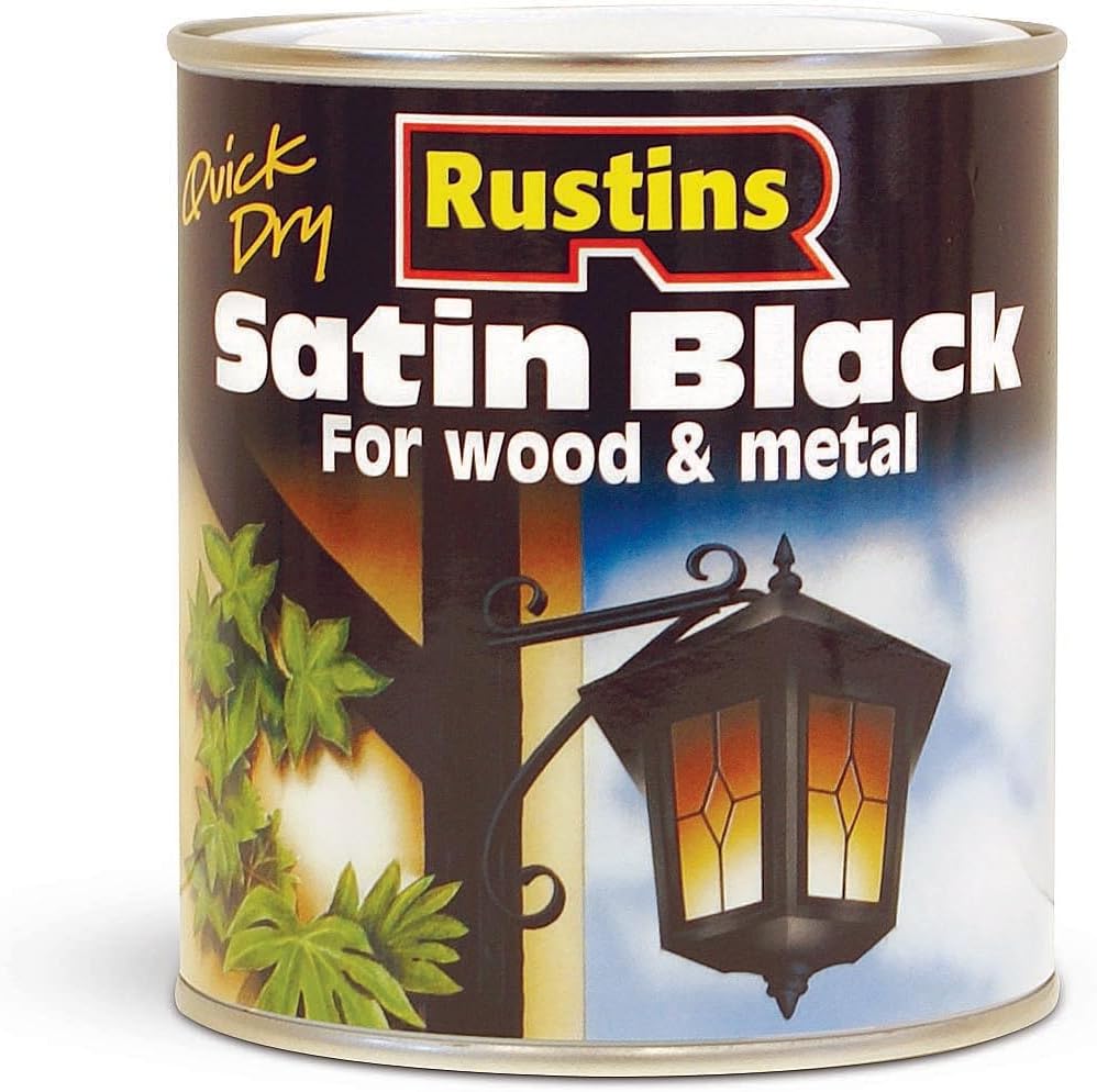 Rustins Quick Drying Satin Black Paint 500ml – Durable Interior Exterior Finish