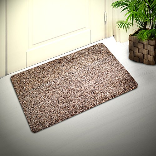 Cozy Corner Inside or Outside Doormat, Shoes Scraper for Front Door Mat, Outdoor Indoor Rug for Patio Kitchen Bathroom, Absorbent Cotton, Microfiber Carpet with Non-Slip Rubber Backing in Brown