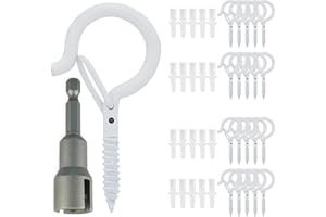 GearHill 20 Christmas Light Hooks, String Lights Hooks, Heavy Duty, Safety Buckle Design, Easy to Release, Outdoor Screw Hooks, Screw in Hooks for Plants, Wing Nut Driver Included