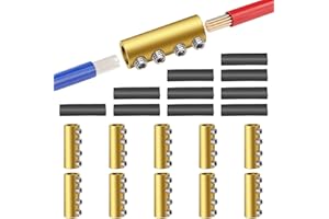 Linkstyle 10pcs 6-10AWG 80A Wire Connector Nut Kit, 6 8 10 Gauge Splicing Screw Quick Wiring Connection Circuit Brass Termina