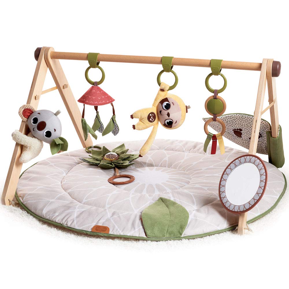 Tiny Love Luxe Developmental Gymini, Stylish Wooden Baby Play Gym with Music, 0+ Months, Baby Play Mat, 20 Activities, Musical Take-Along Toy, Premium Fabrics, 12 Milestone Cards, Boho Chic