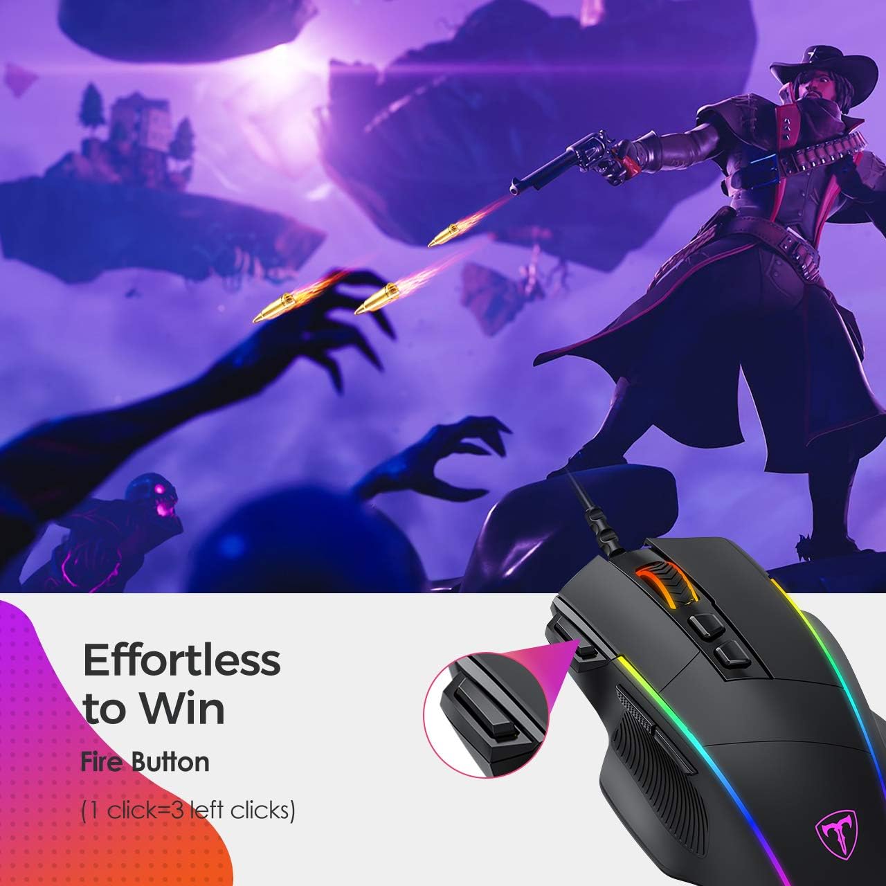 VicTsing Ergonomic Wired Gaming Mouse, 8 Programmable Buttons, 5 Levels Adjustable DPI up to 8000, Wired Computer Gaming Mice with 7 RGB Backlight Modes for PC, Laptop, MacBook: Computers & Accessories