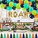Dinosaur Dessert Table Party Supplies Set- Food Labels Place Cards Gold Roar Foil Balloons Arch Palm Leaves Tissue Paper Tassel Garland Kids Dino Dig T-Rex Party Ideas Decoration