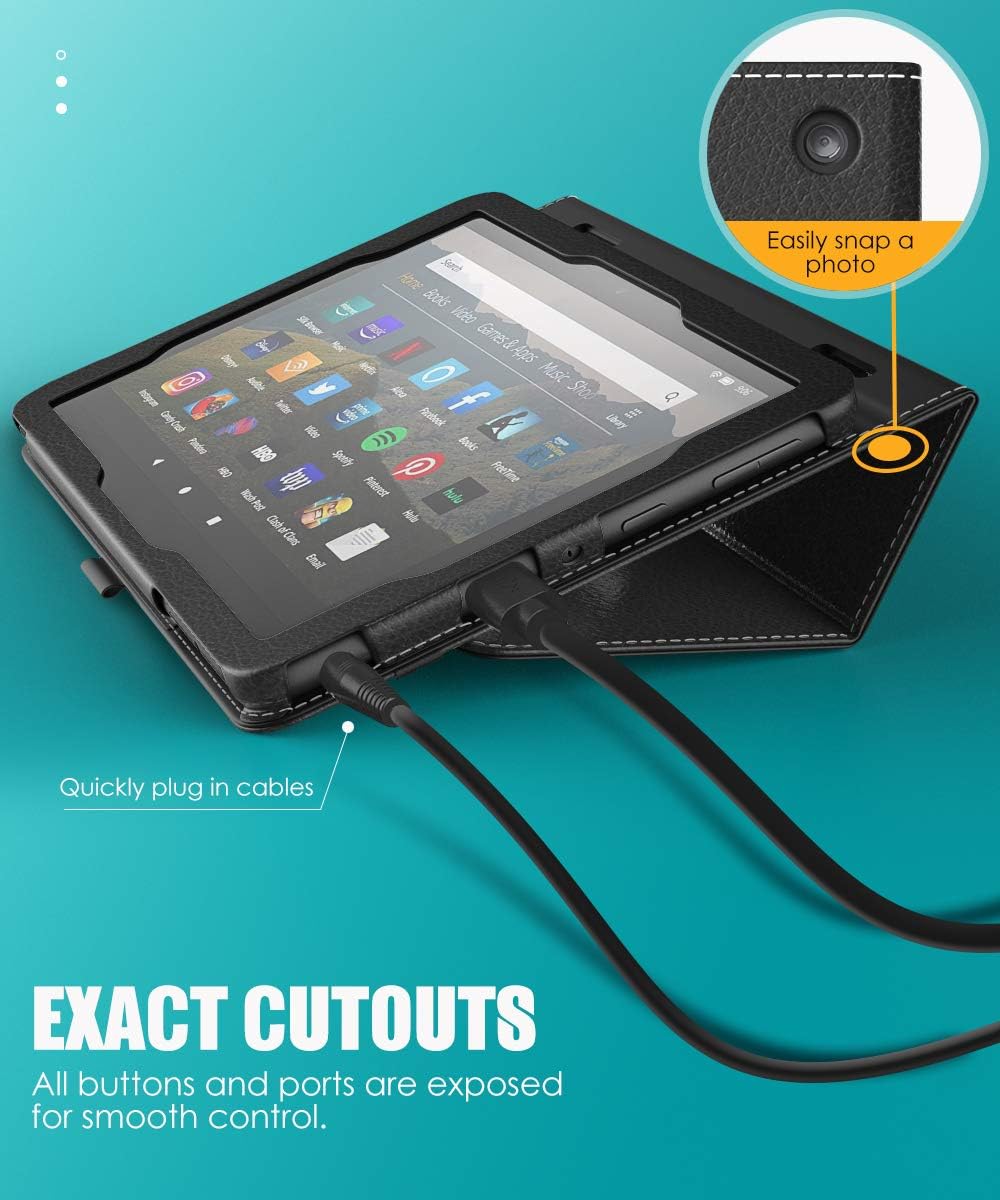 MoKo Case Compatible with All-New Kindle Fire HD 8 Tablet and Fire HD 8 Plus Tablet (10th Generation, 2020 Release),Slim Folding Stand Cover with Auto Wake/Sleep - Black: Computers & Accessories