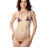 Wicked Temptations Sexy Micro Bikini Set, Thong Back, Purple/Gold