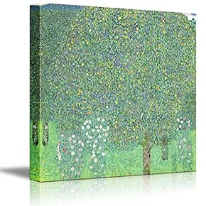 Rosebushes Under The Trees by Gustav Klimt - Austrian Symbolist Painter - Canvas Art Home Art - 16x16 inches