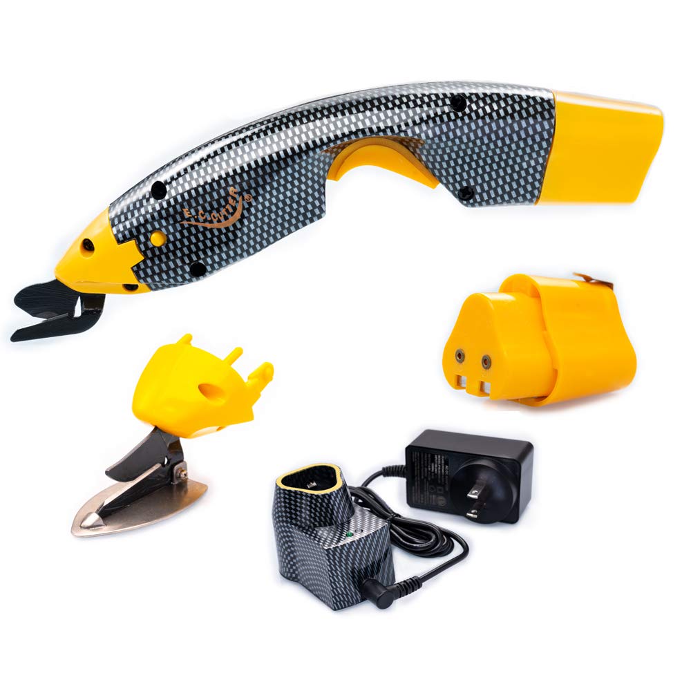 Loboo Idea Power Electric Fabric Scissors Box Cutter for Crafts, Sewing, Cardboard,Cordless Electric Scissors Fabric Cutter with 2 Cutting Blades, Zip Snip Electric Scissors for Cutting Fabric Cloth