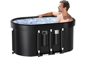 YEEJINHONG XL 129 Gal Ice Bath Tub for Athletes, Large Cold Plunge Tub with Cover, Ice Plunge Tub for Recovery & Cold Water Therapy, Freestanding Ice Bathtubs for Home,Gyms,Outdoor use