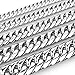 GZMZC 9/11/13/16/19/21mm Silver Stainless Steel Cut Cuban Curb Link Chain Mens Bracelet Necklace 7-40inches